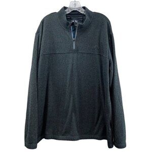 Adidas Mens 2XL Green Black Long Sleeve 1/4 Zip Fleece Sweater